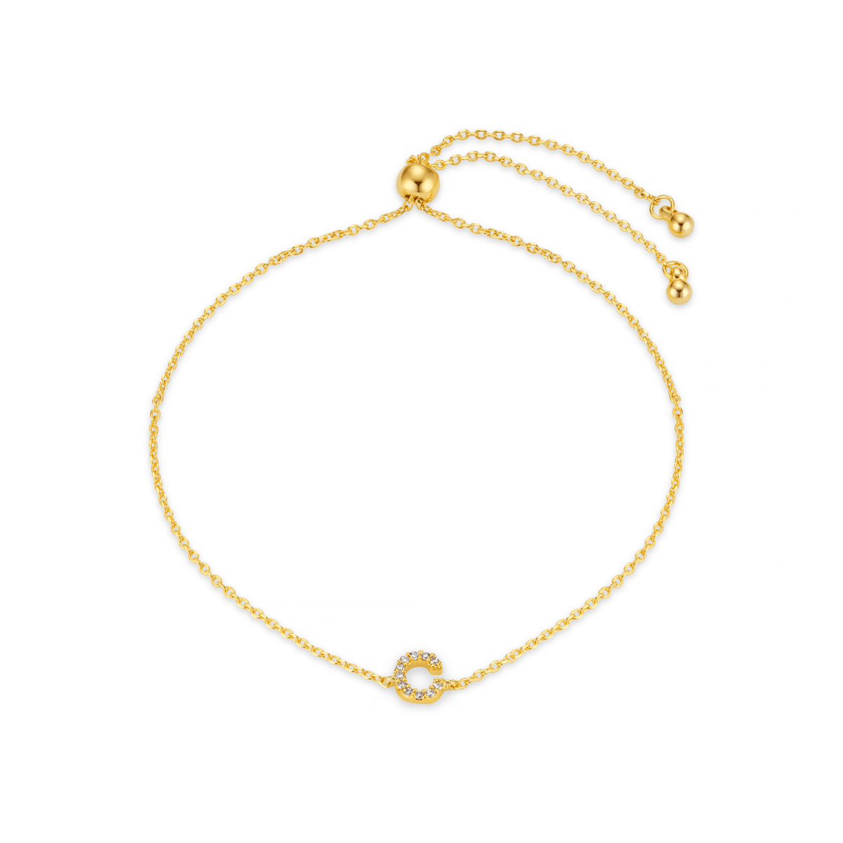 C Pave Initial Slider Bracelet