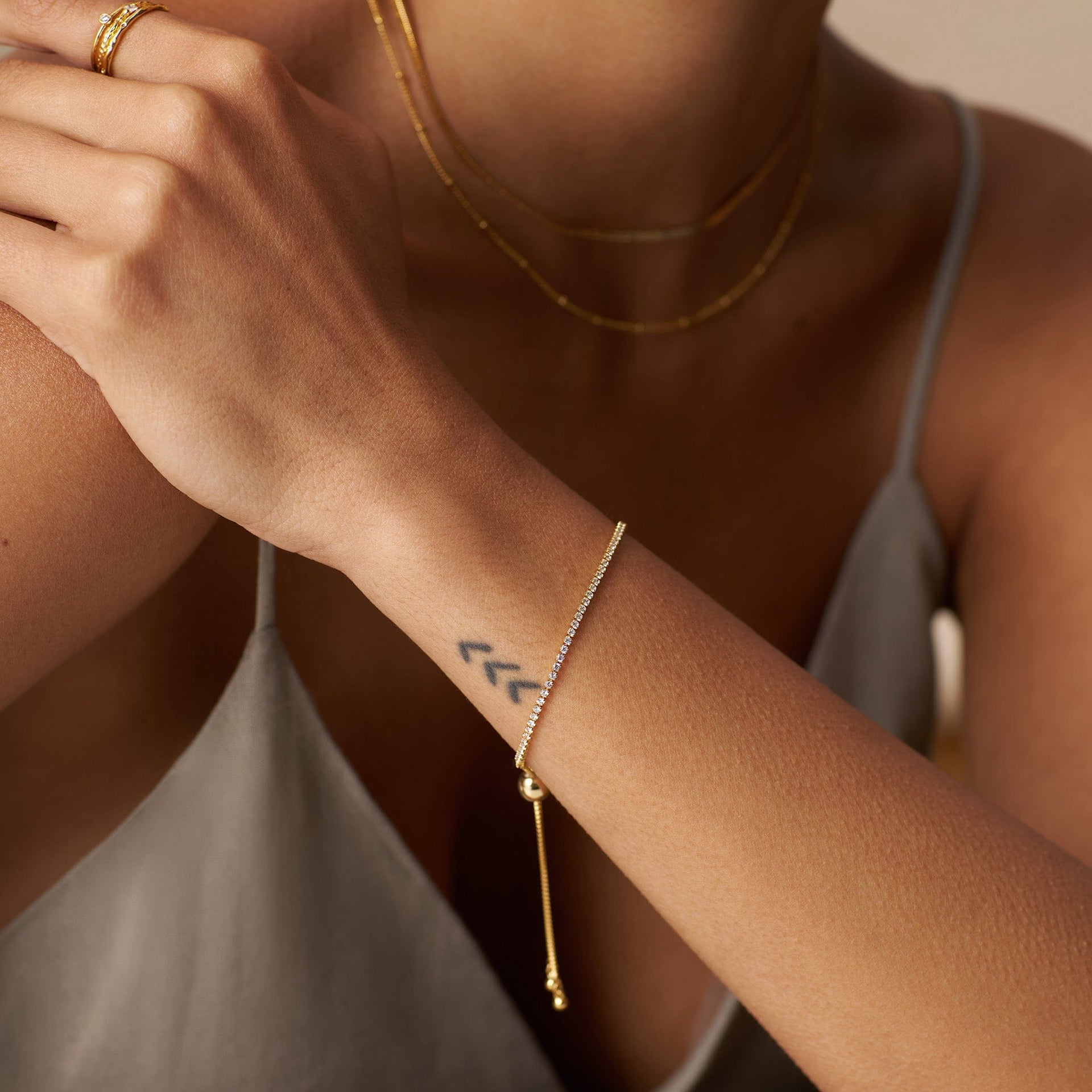 Fine Crystal Tennis Slider Bracelet