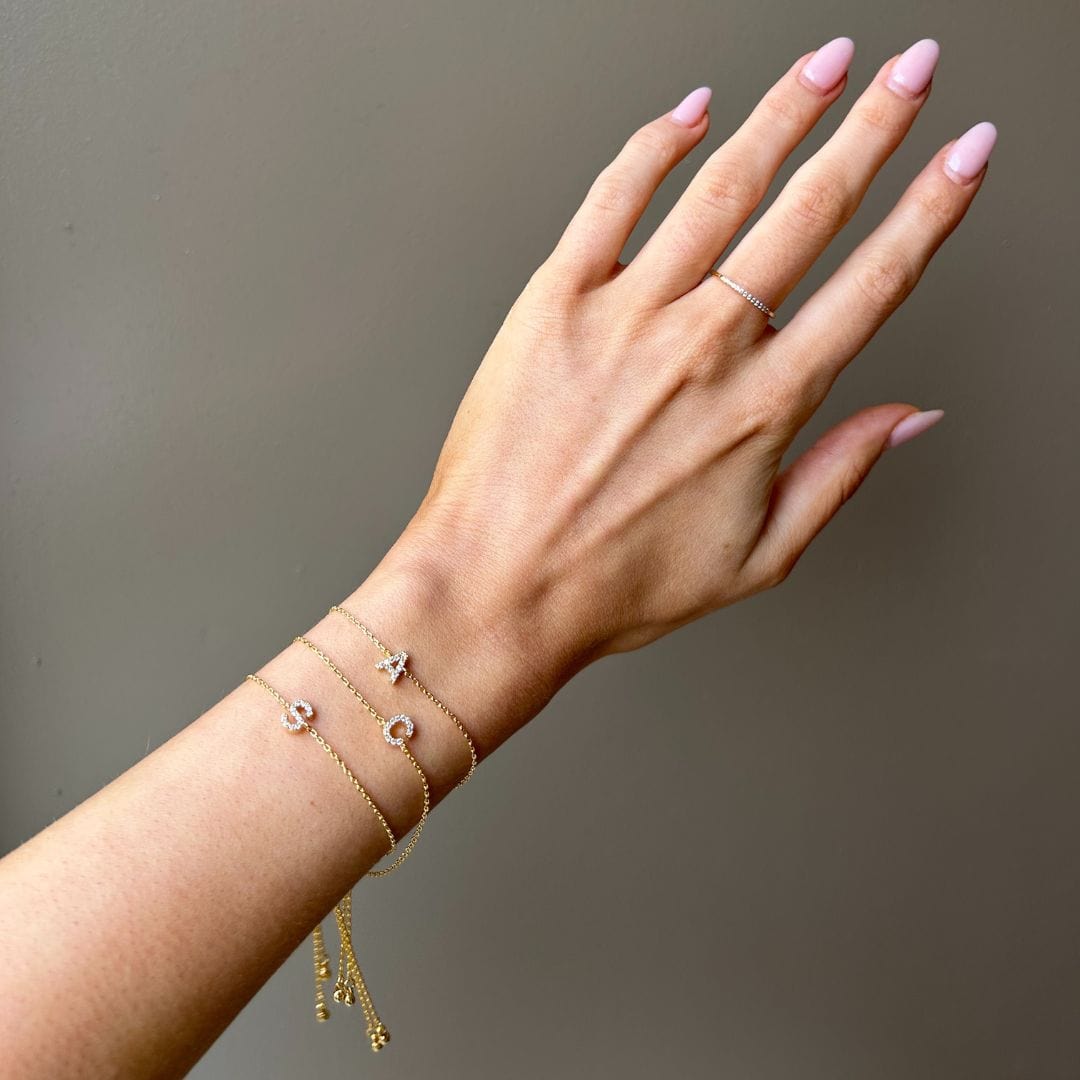K Pave Initial Slider Bracelet