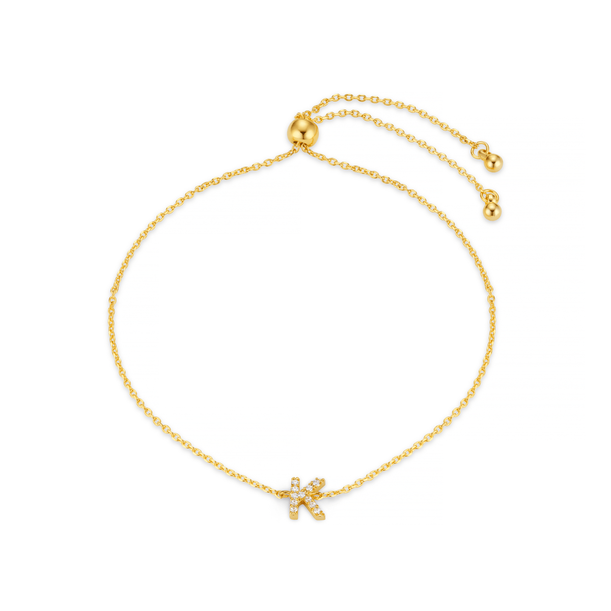 K Pave Initial Slider Bracelet