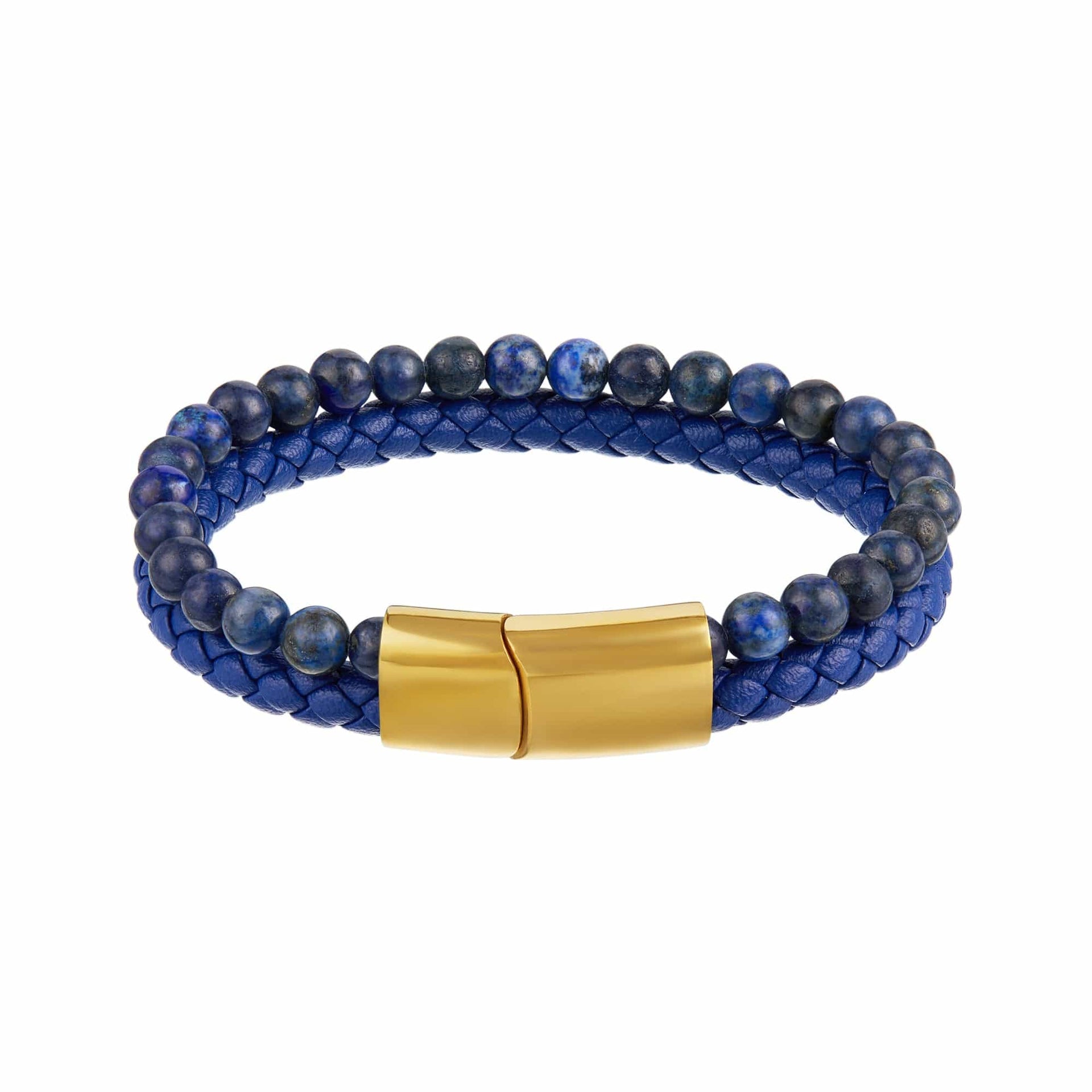 Leather & Lapis Bead 2-Row Bracelet