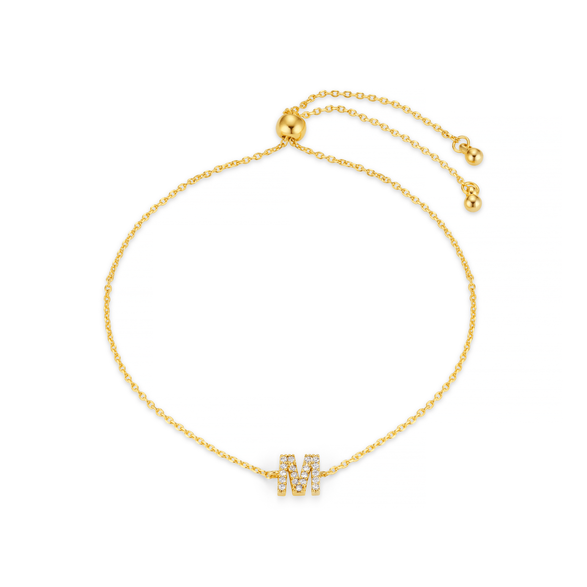 M Pave Initial Slider Bracelet