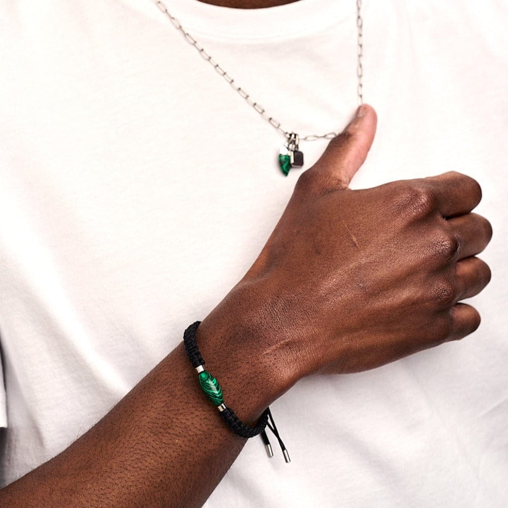 Malachite Bead & Cord Bracelet