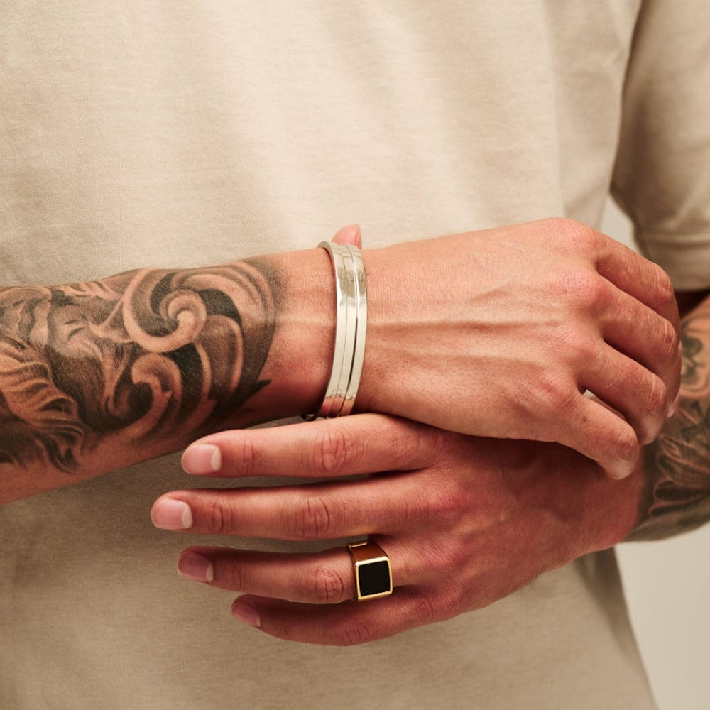 Ridged Bangle - Silver