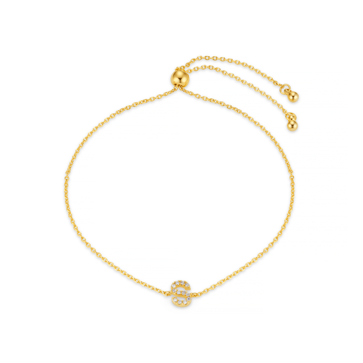 S Pave Initial Slider Bracelet