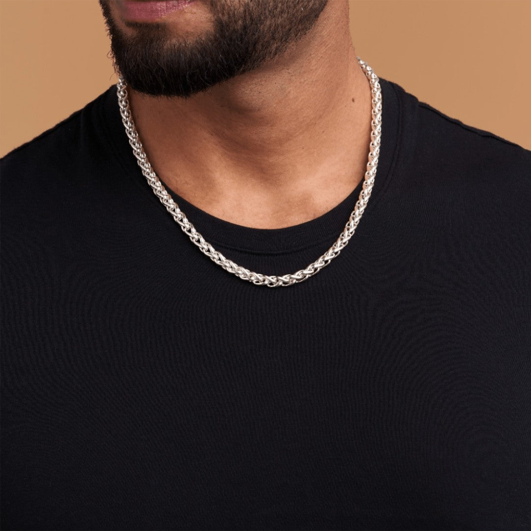 Silver Braided Curb Chain Necklace