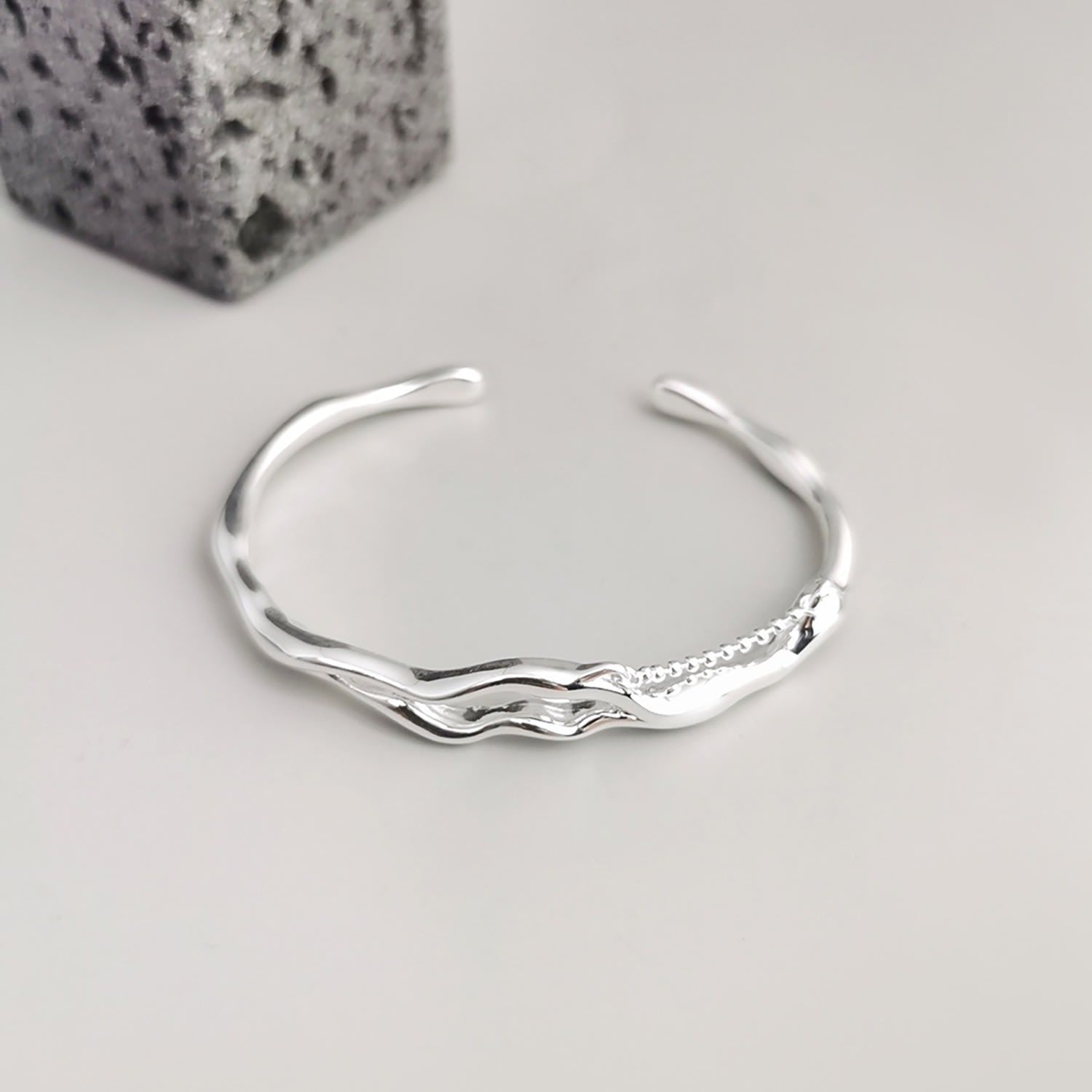 Branch Shaped Sterling Silver Adjustable Bangle