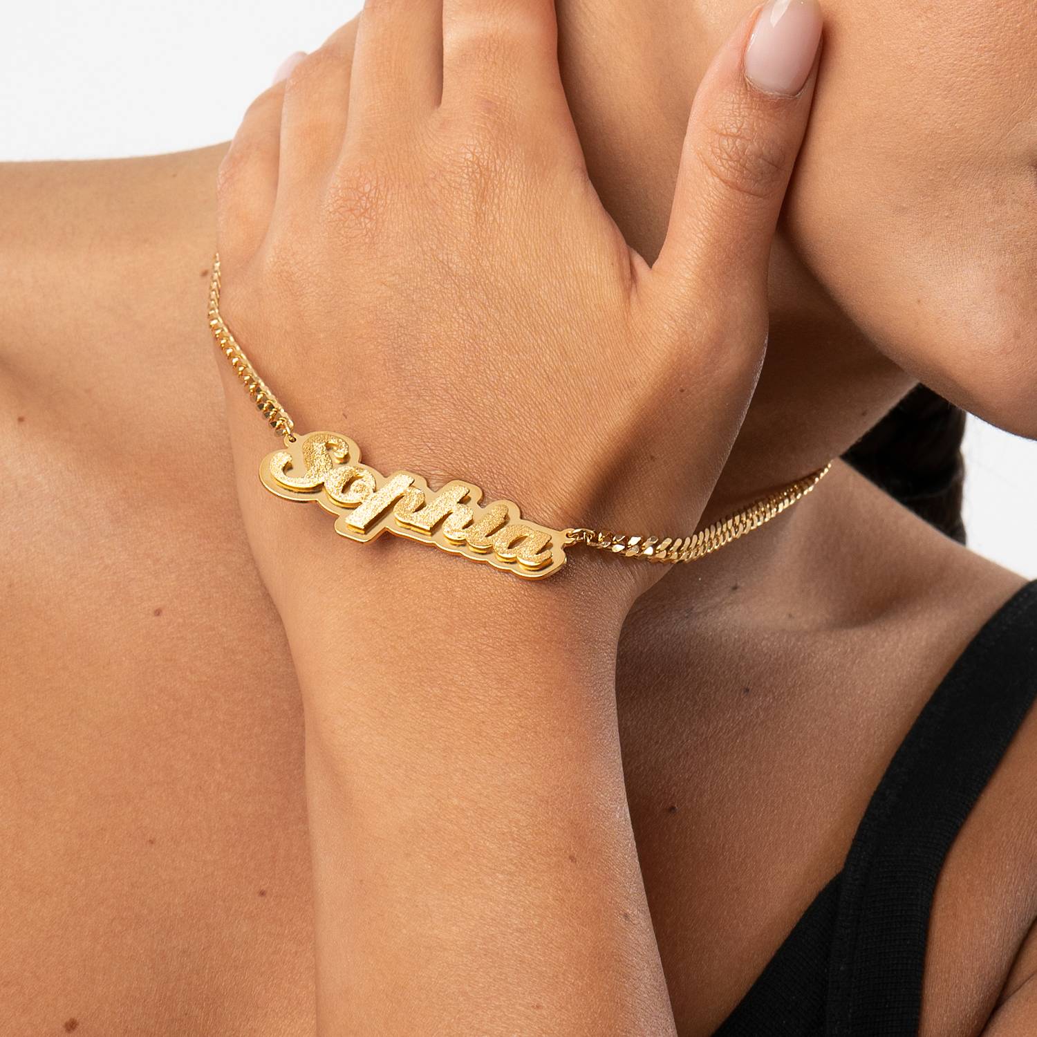 Brandi Double Plated Name Necklace in 18K Gold Plating