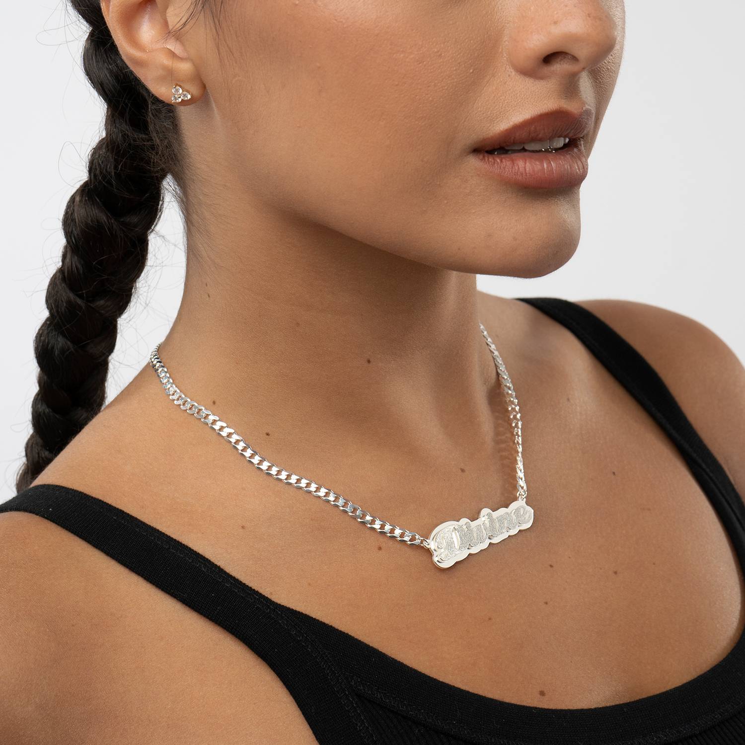Brandi Double Plated Name Necklace in Sterling Silver