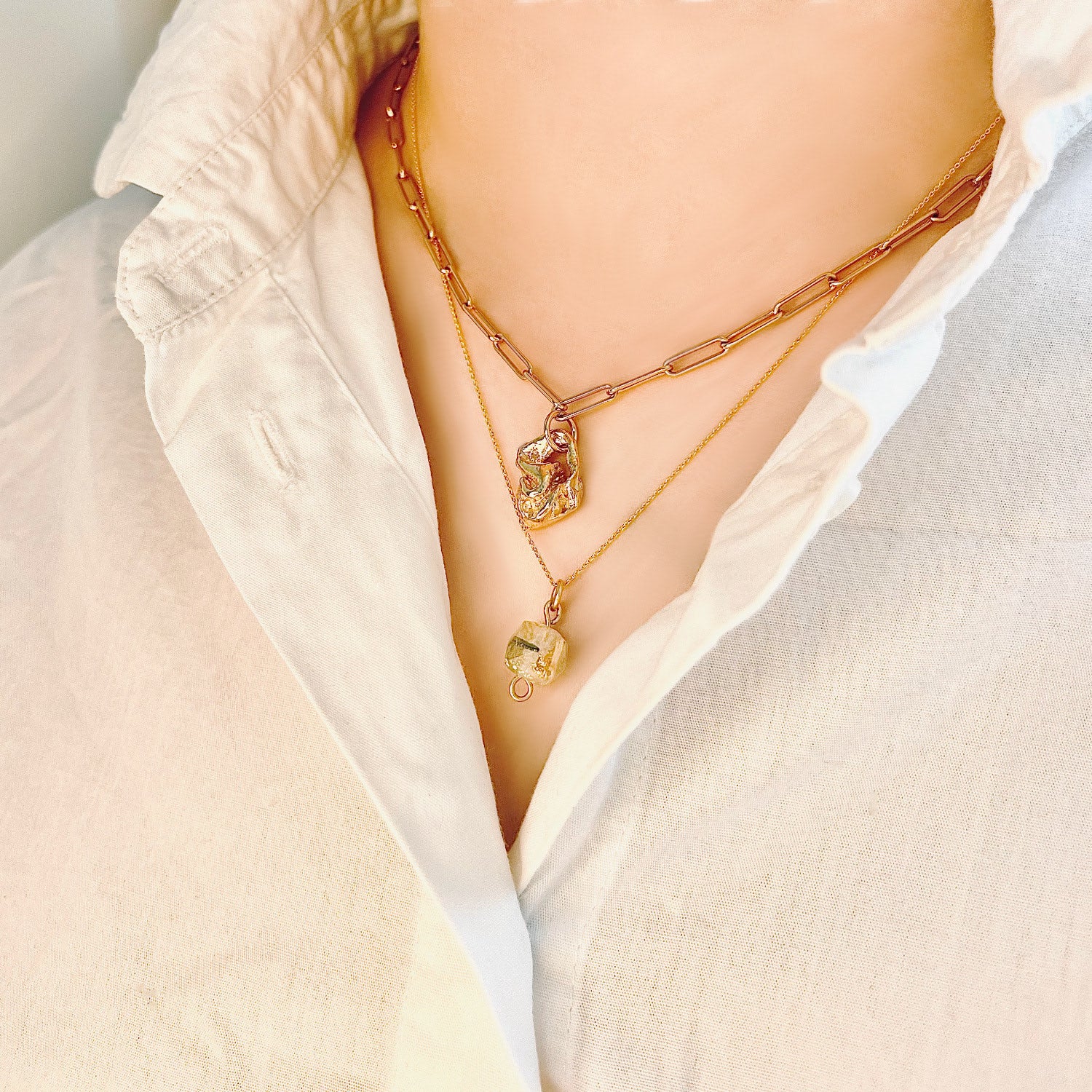 Brandt Dainty Extendable Necklace Gold Transparent Bio-Gem