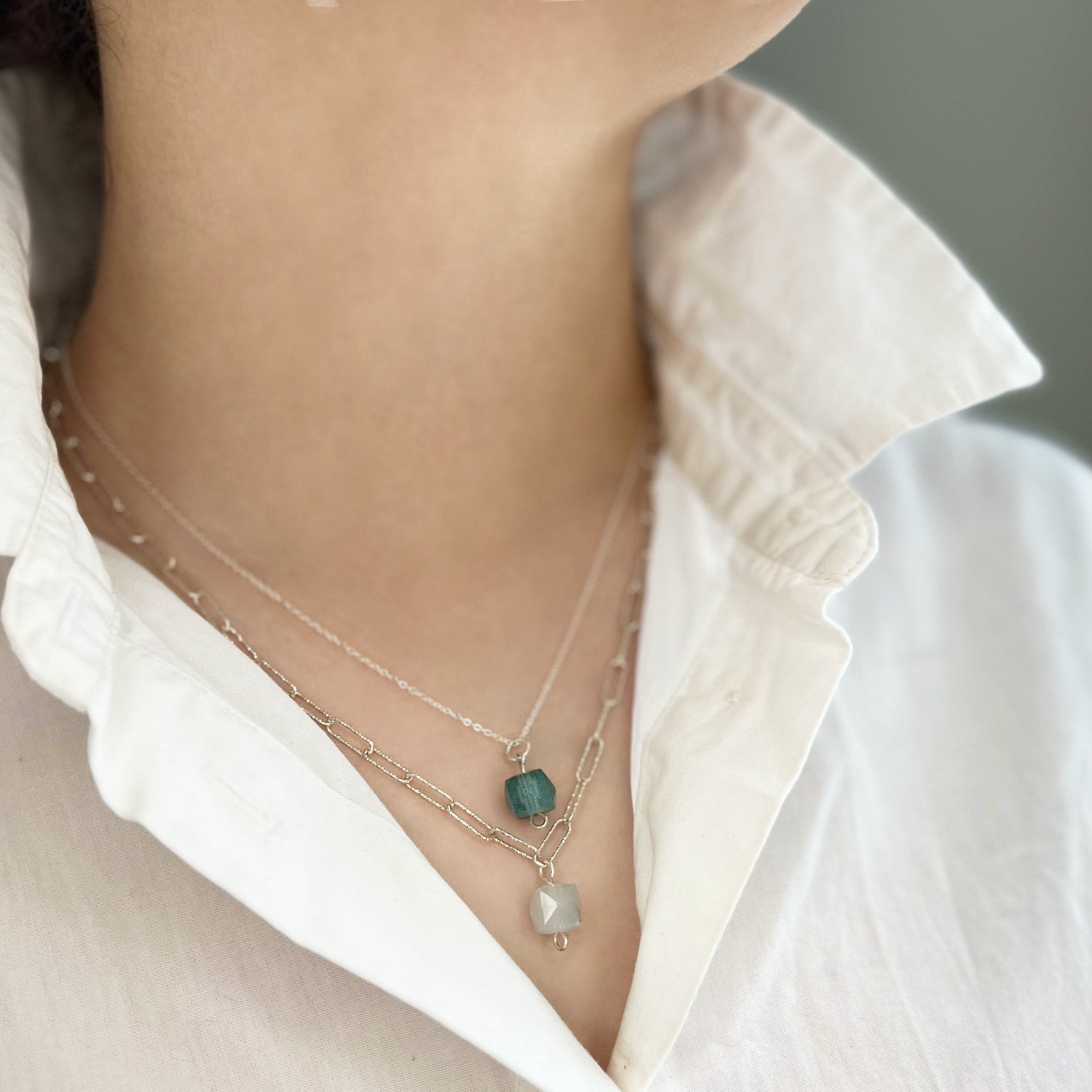 Brandt Dainty Extendable Necklace Silver Aegean Bio-Gem