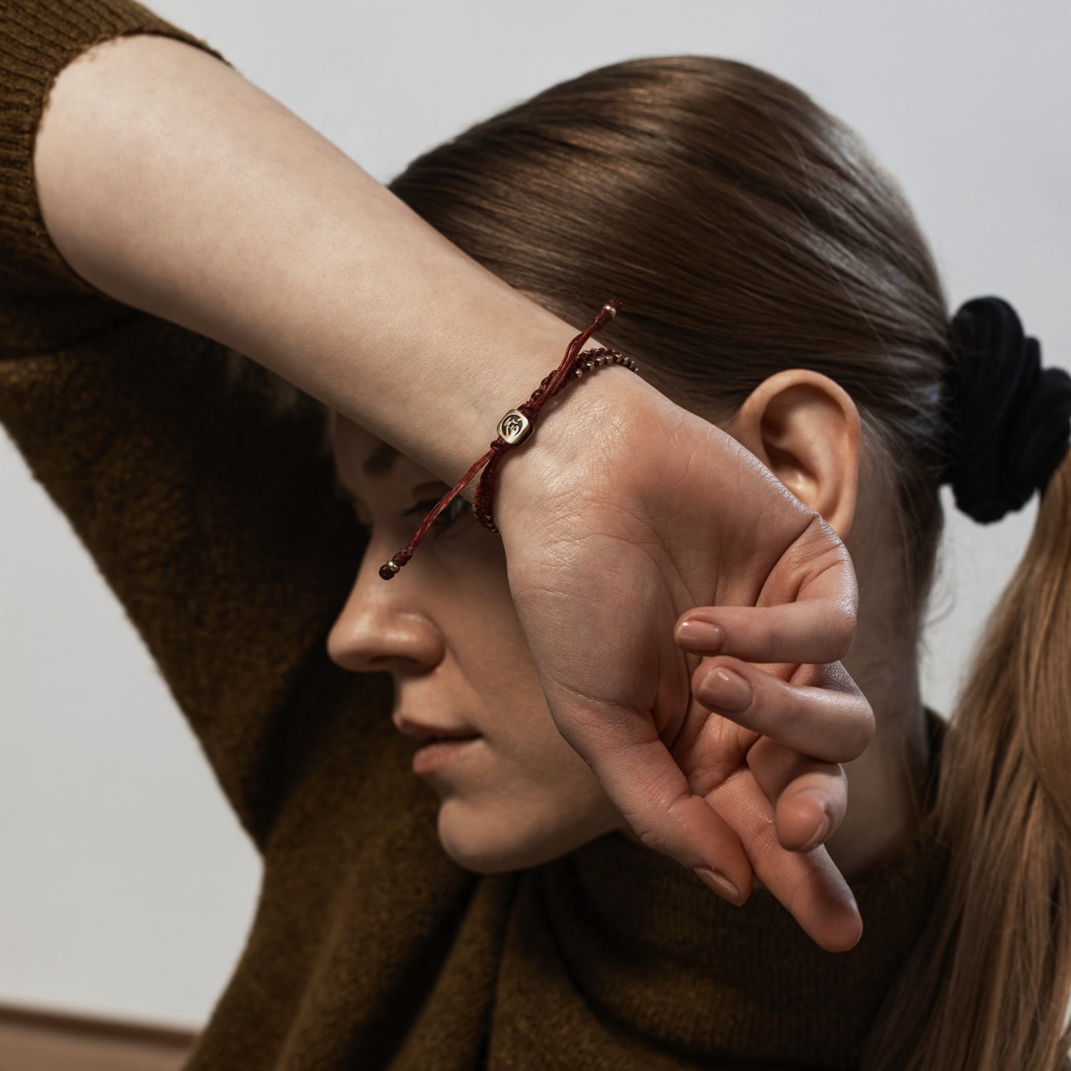 Brass & Red Rope Bracelet For Women. Harrogate Connection