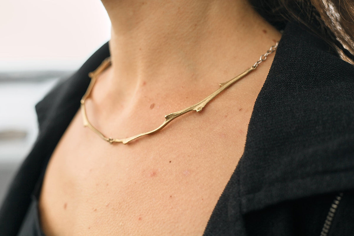 the fruit branch necklace brass and silver