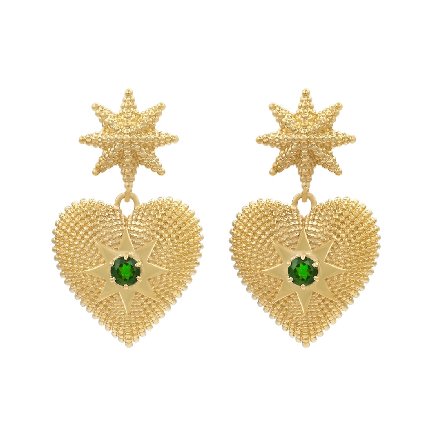 Brave Heart Earrings Gold Chrome Diopside