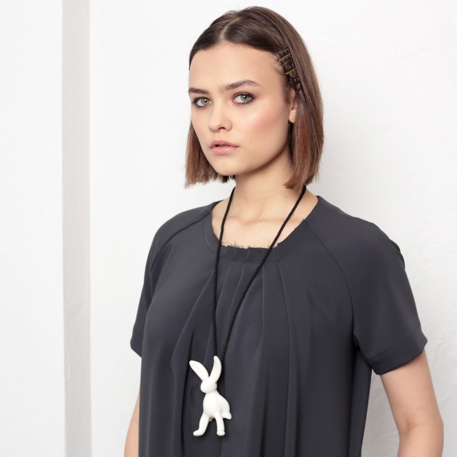 Brave Rabbit Porcelain Necklace White