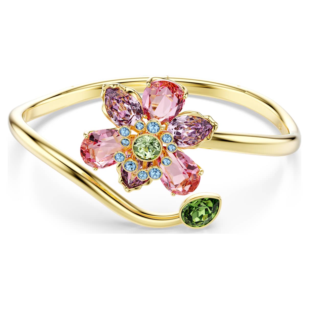 BANGLE MIXED CUTS FLOWER MULTICOLORED GOLD TONE PLATED