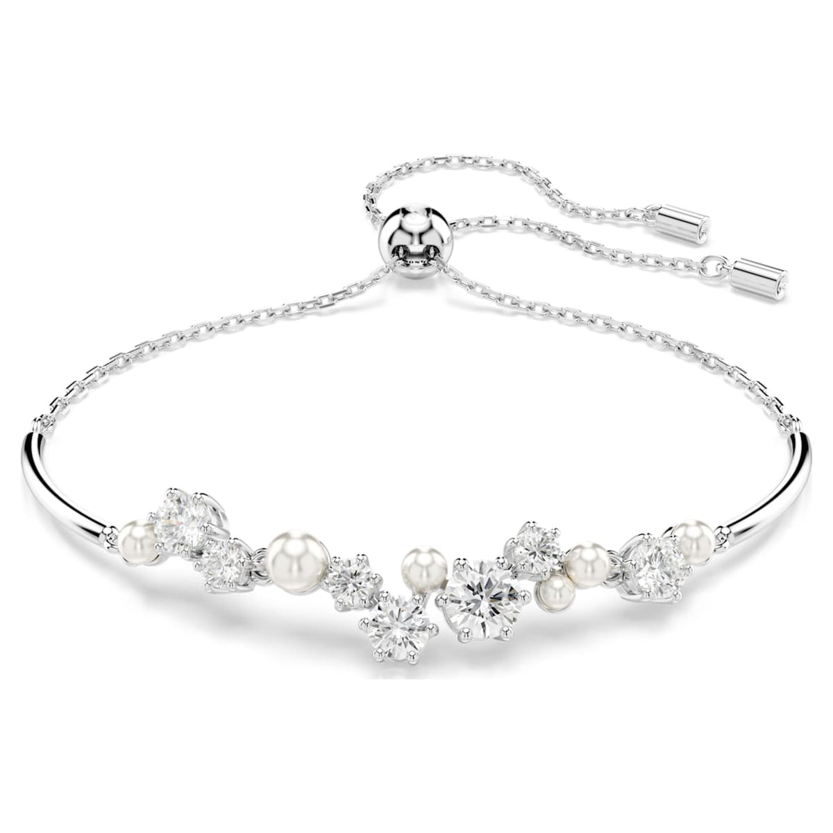 CONSTELLA BANGLE CRYSTAL PEARL ROUND CUTS WHITE RHODIUM PLATED