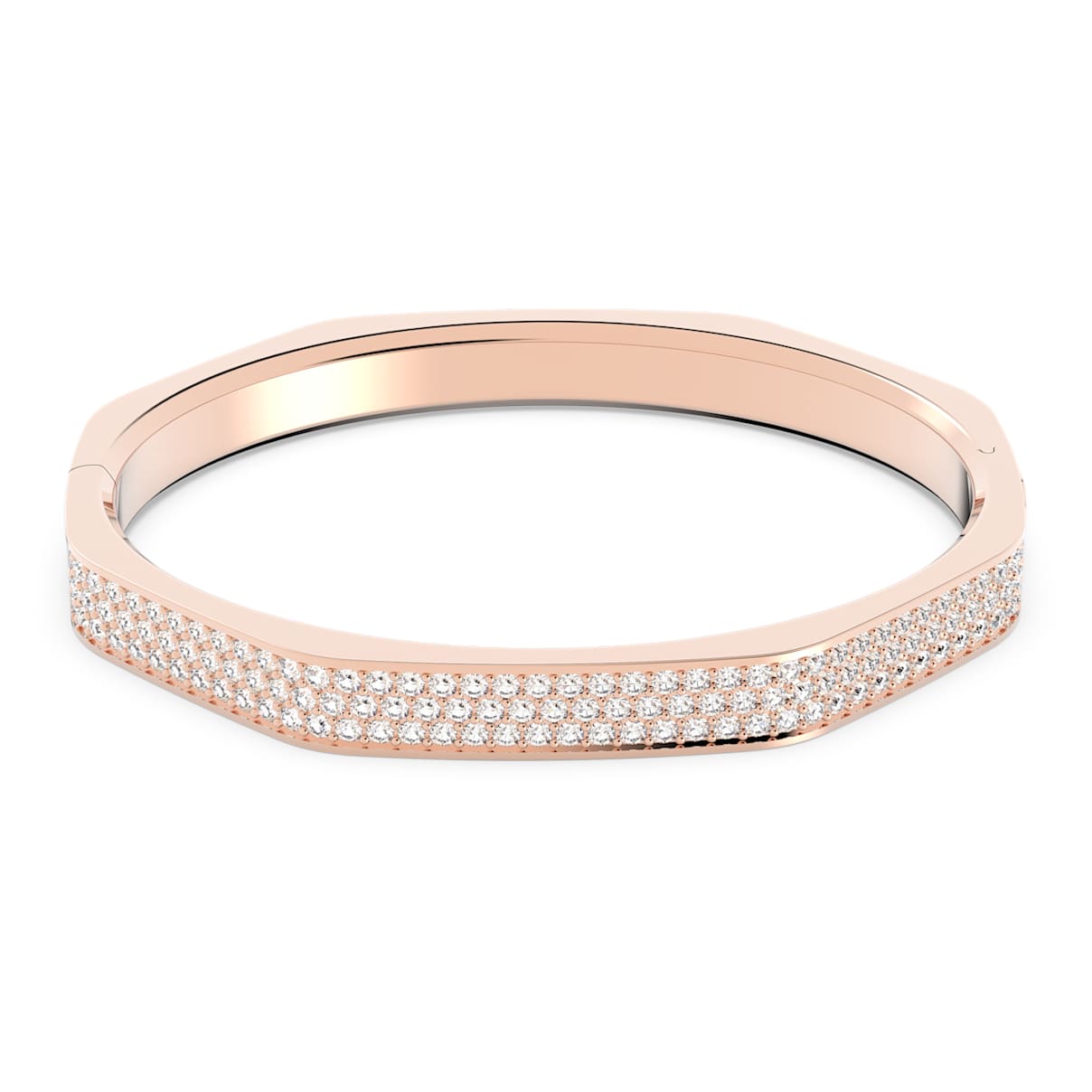 DEXTERA BANGLE OCTAGON SHAPE WHITE ROSE GOLD TONE PLATED