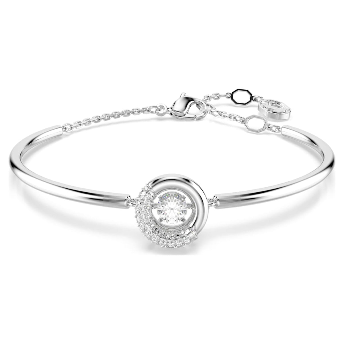 DEXTERA BANGLE ROUND CUT WHITE RHODIUM PLATED