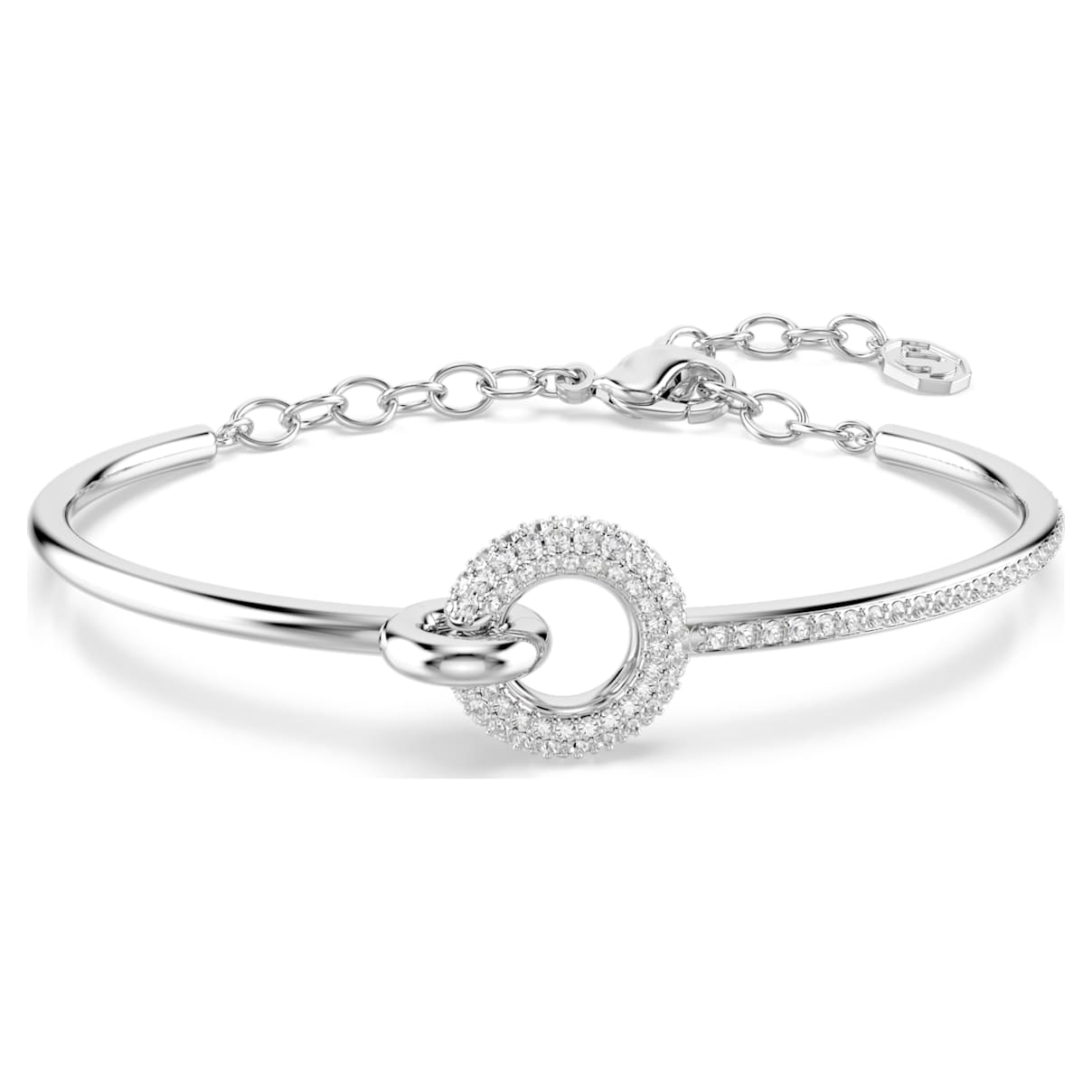 DEXTERA BANGLE ROUND CUT WHITE RHODIUM PLATED