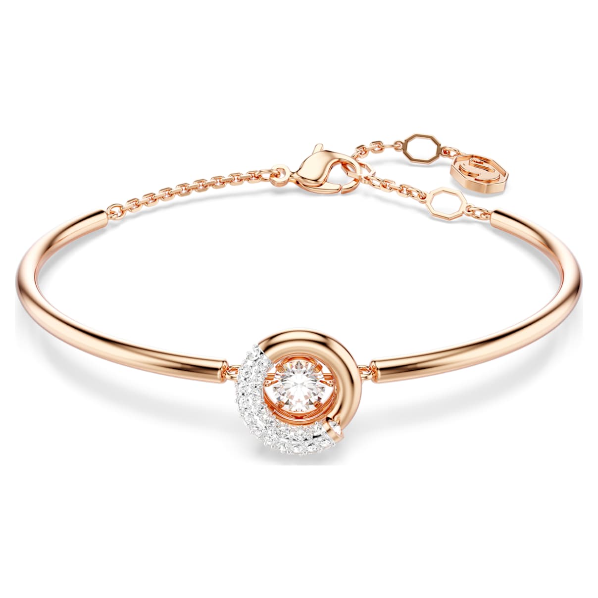 DEXTERA BANGLE ROUND CUT WHITE ROSE GOLD TONE PLATED