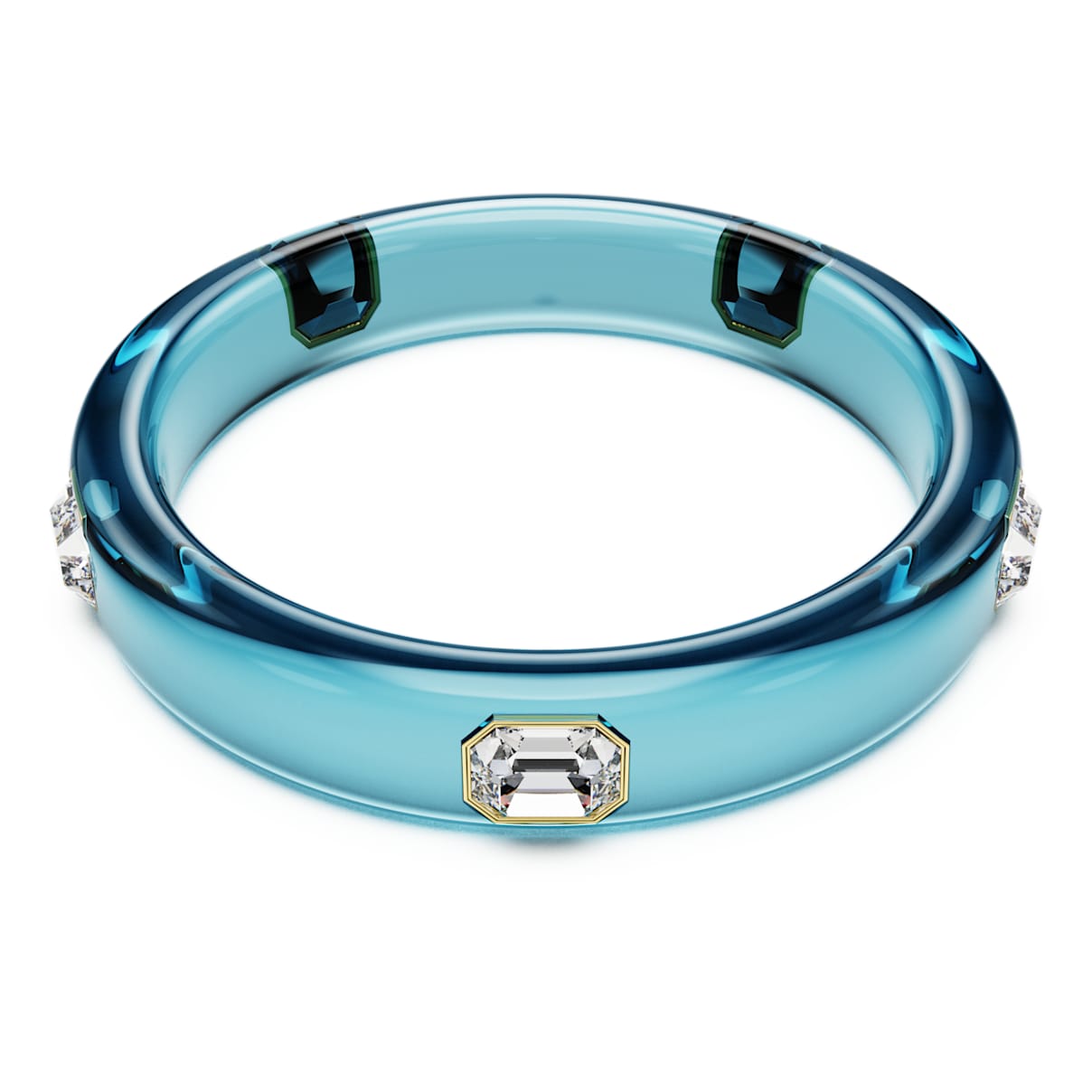 DULCIS BANGLE OCTAGON CUT BLUE GOLD TONE PLATED