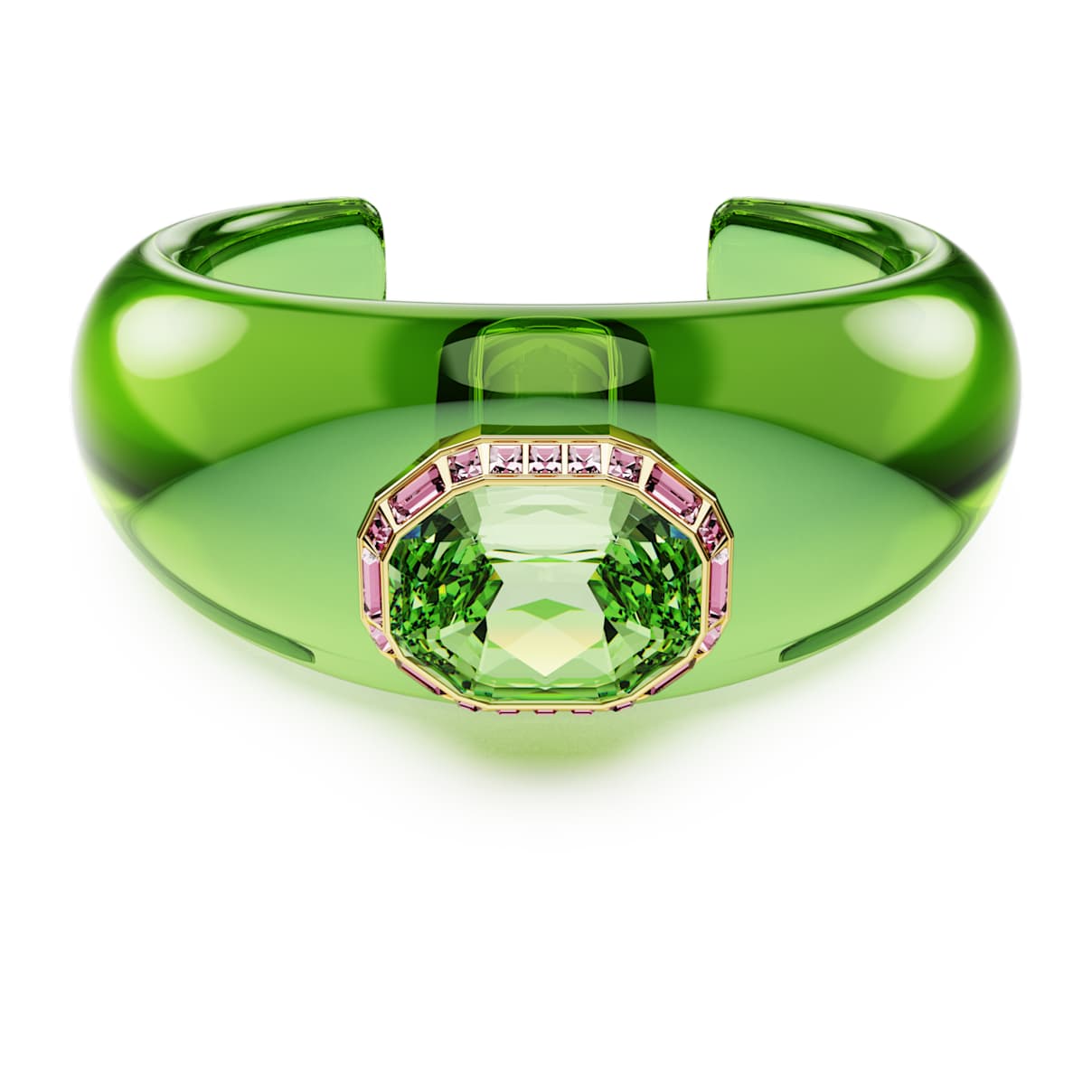 DULCIS CUFF OCTAGON CUT GREEN GOLD TONE PLATED