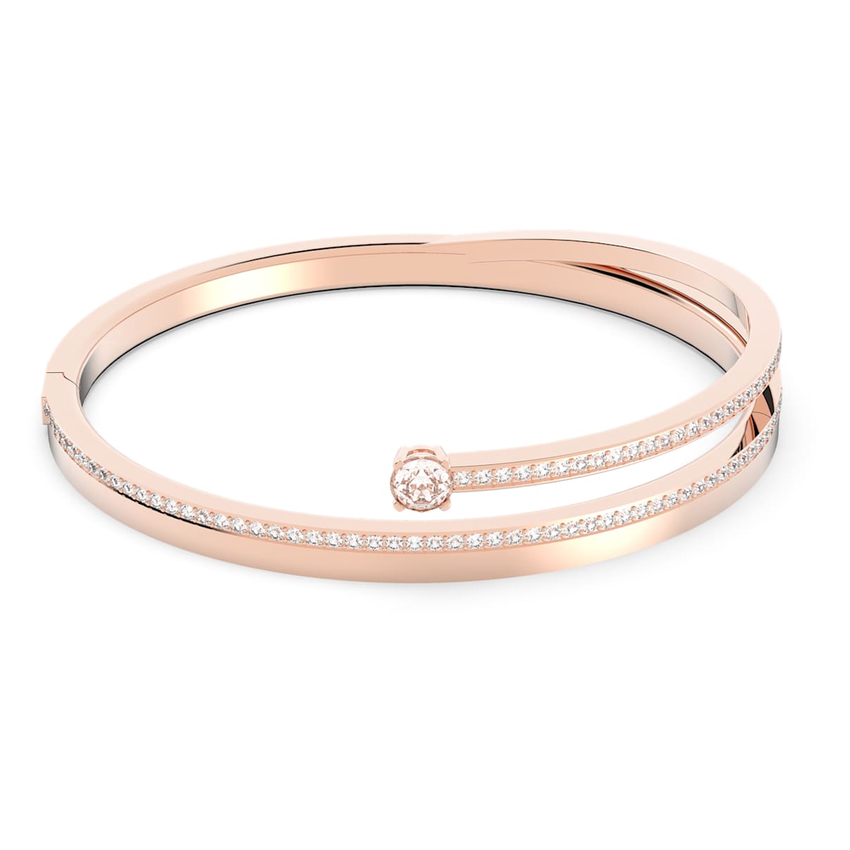FRESH BANGLE ROUND CUT WHITE ROSE GOLD TONE PLATED