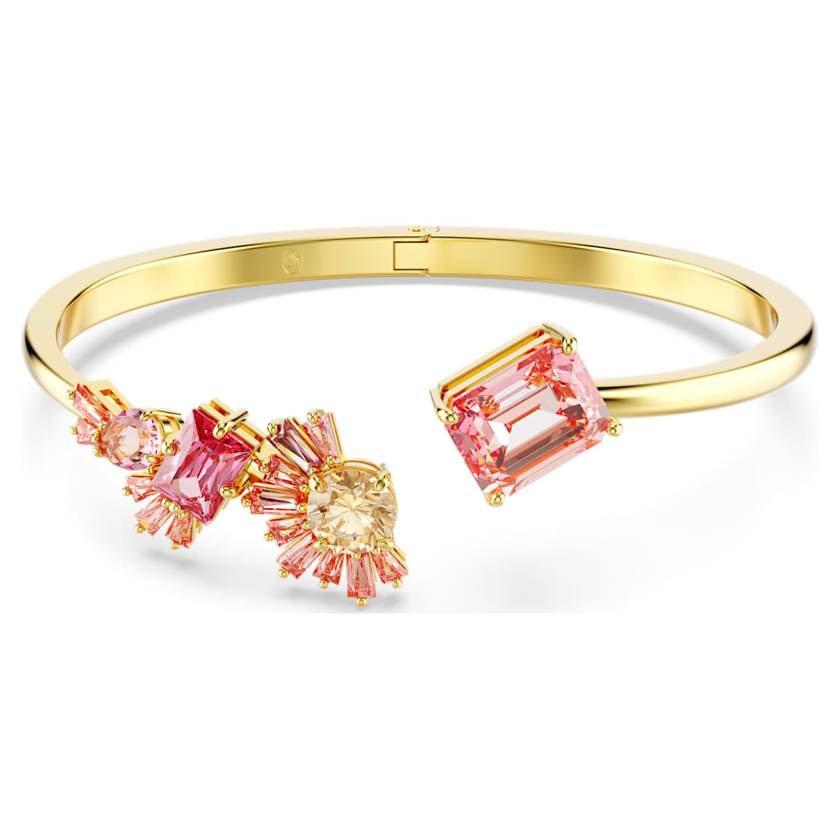 GEMA BANGLE MIXED CUTS PINK GOLD TONE PLATED