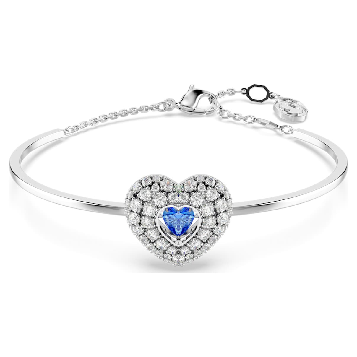 HYPERBOLA BANGLE HEART BLUE RHODIUM PLATED
