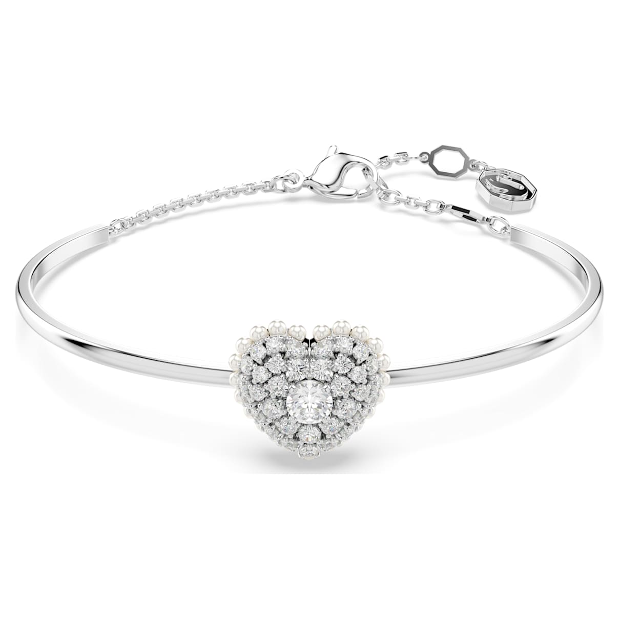 HYPERBOLA BANGLE HEART WHITE RHODIUM PLATED