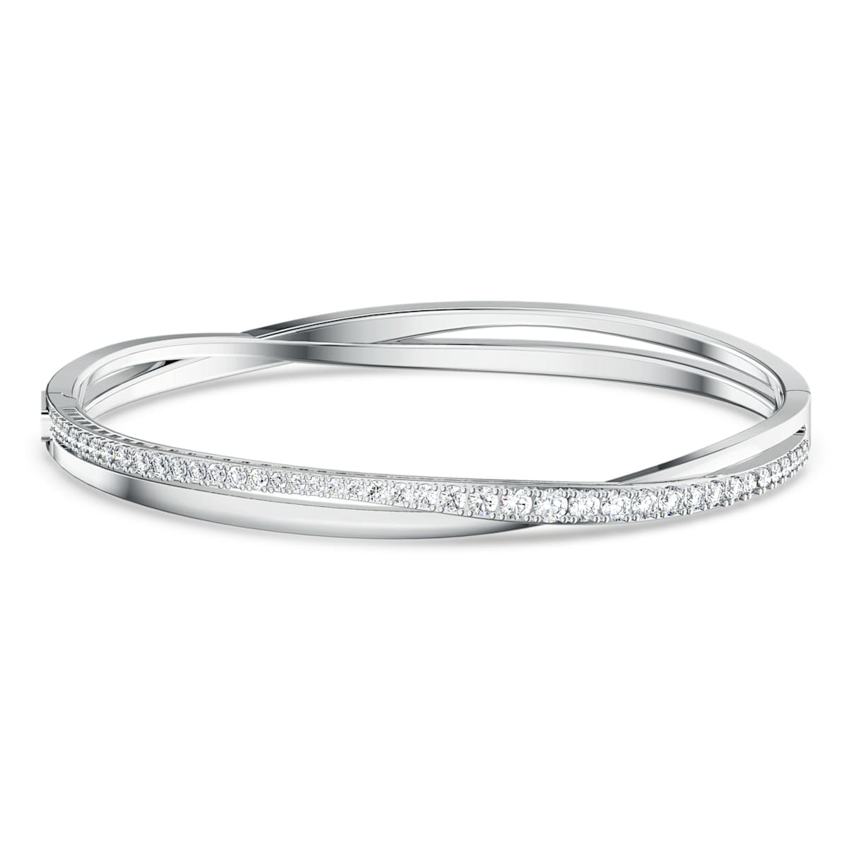 HYPERBOLA BANGLE ROUND CUT WHITE RHODIUM PLATED