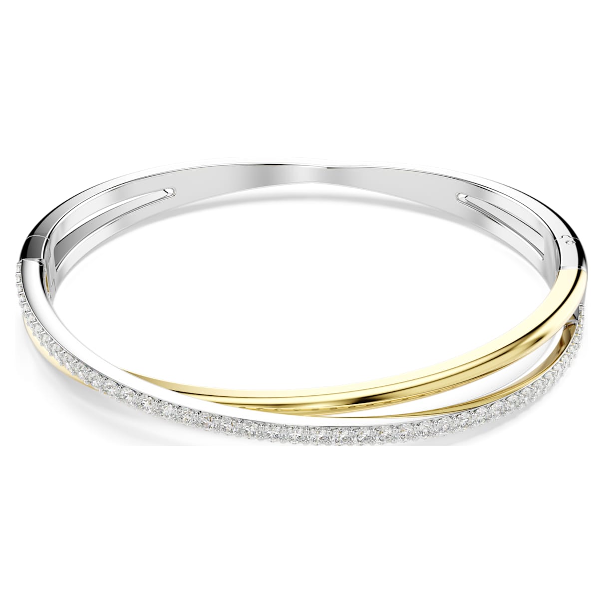 HYPERBOLA BANGLE ROUND CUT WHITE MIXED METAL FINISH