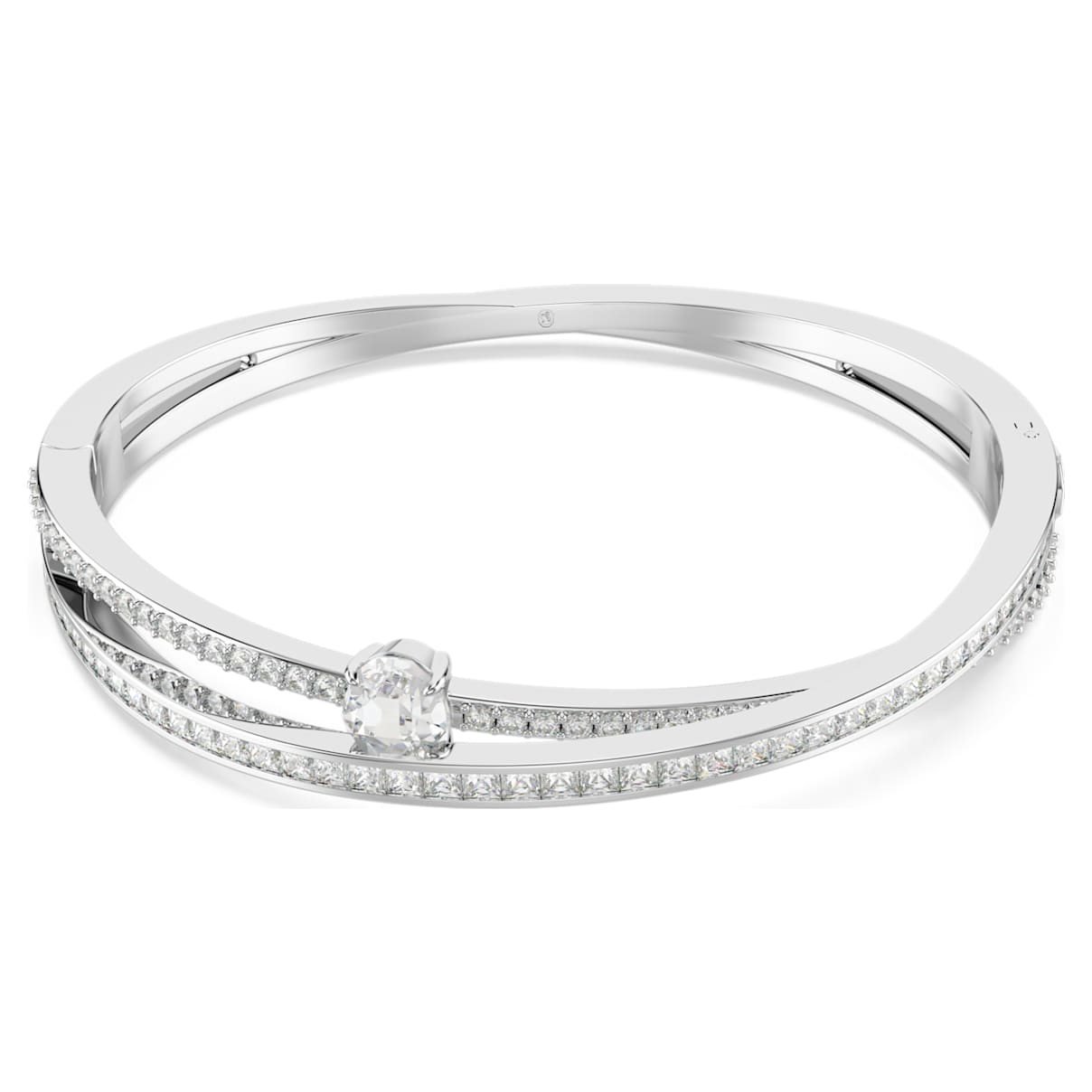 HYPERBOLA BANGLE MIXED CUTS WHITE RHODIUM PLATED