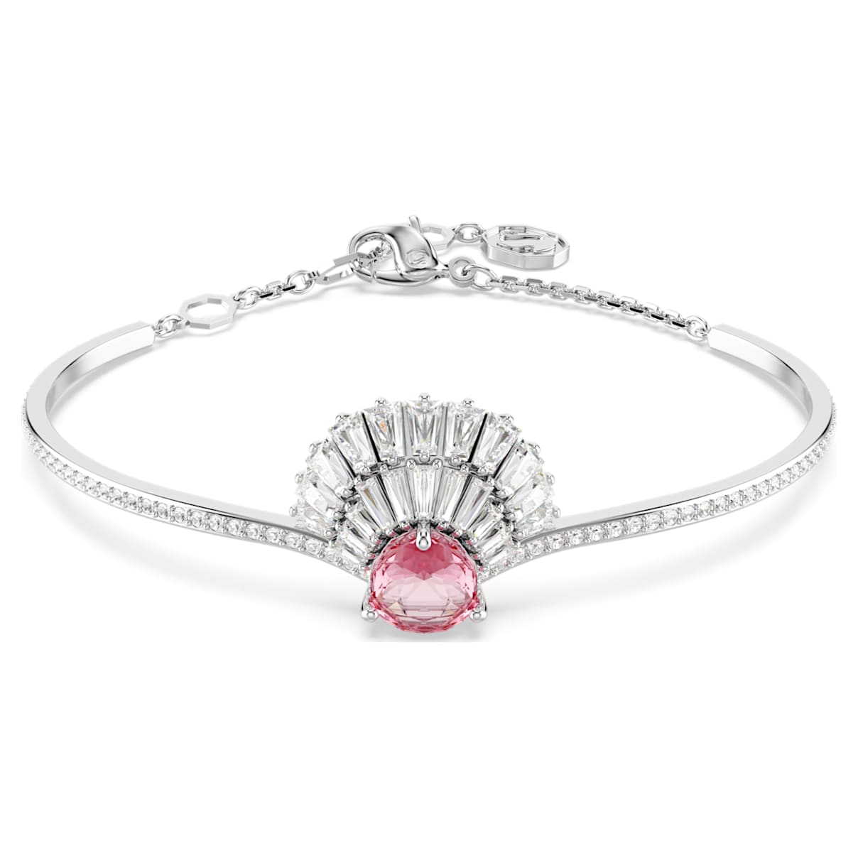 IDYLLIA BANGLE SHELL PINK RHODIUM PLATED