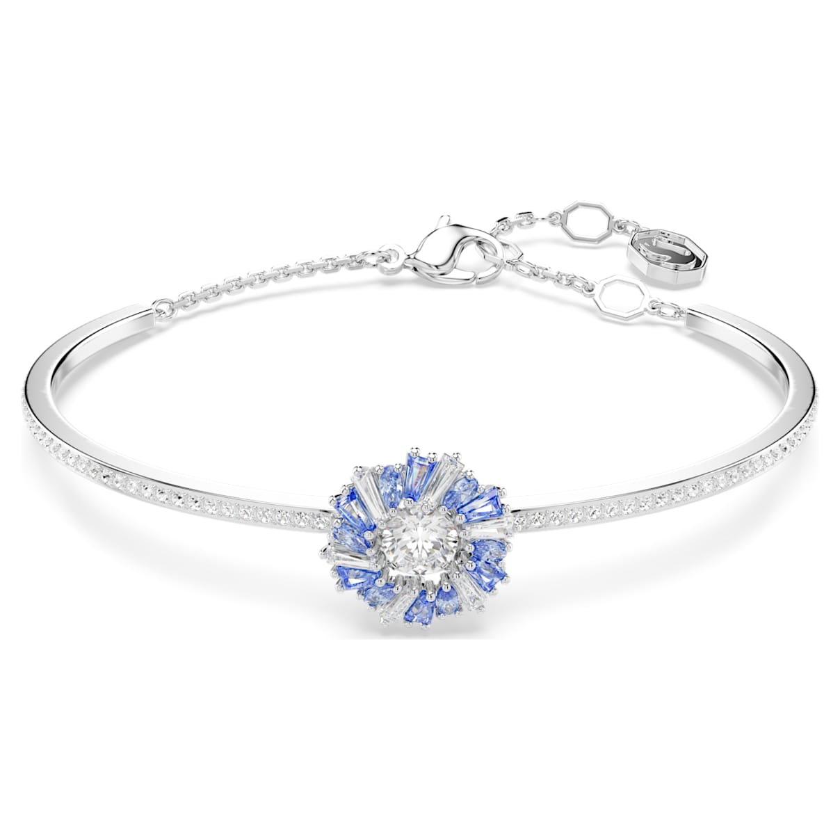 IDYLLIA BANGLE FLOWER BLUE RHODIUM PLATED