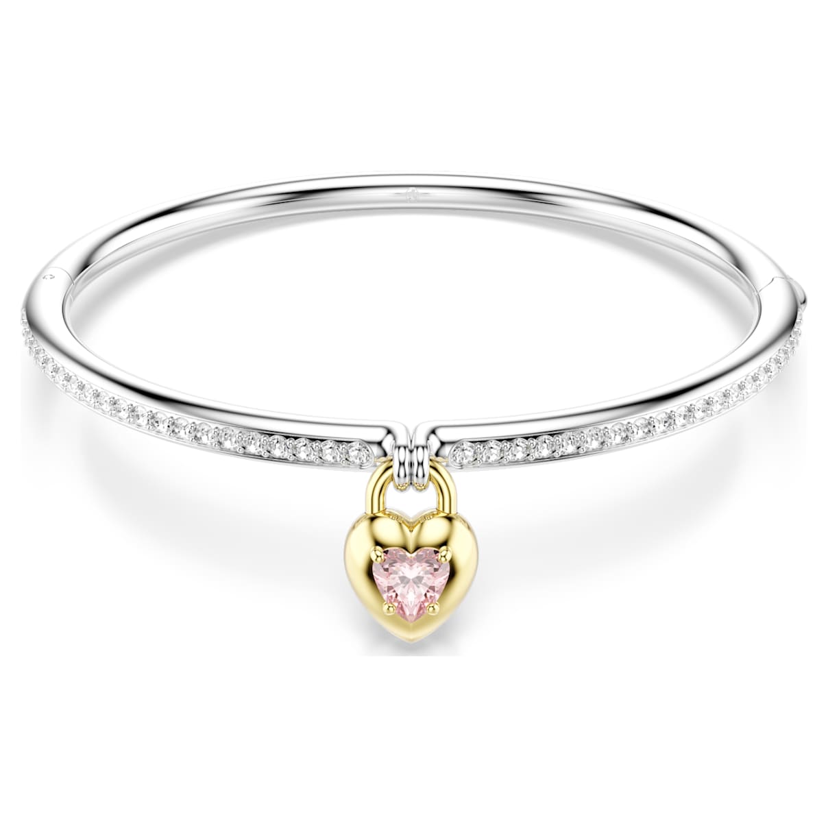 IDYLLIA BANGLE MIXED CUTS HEART PINK MIXED METAL FINISH