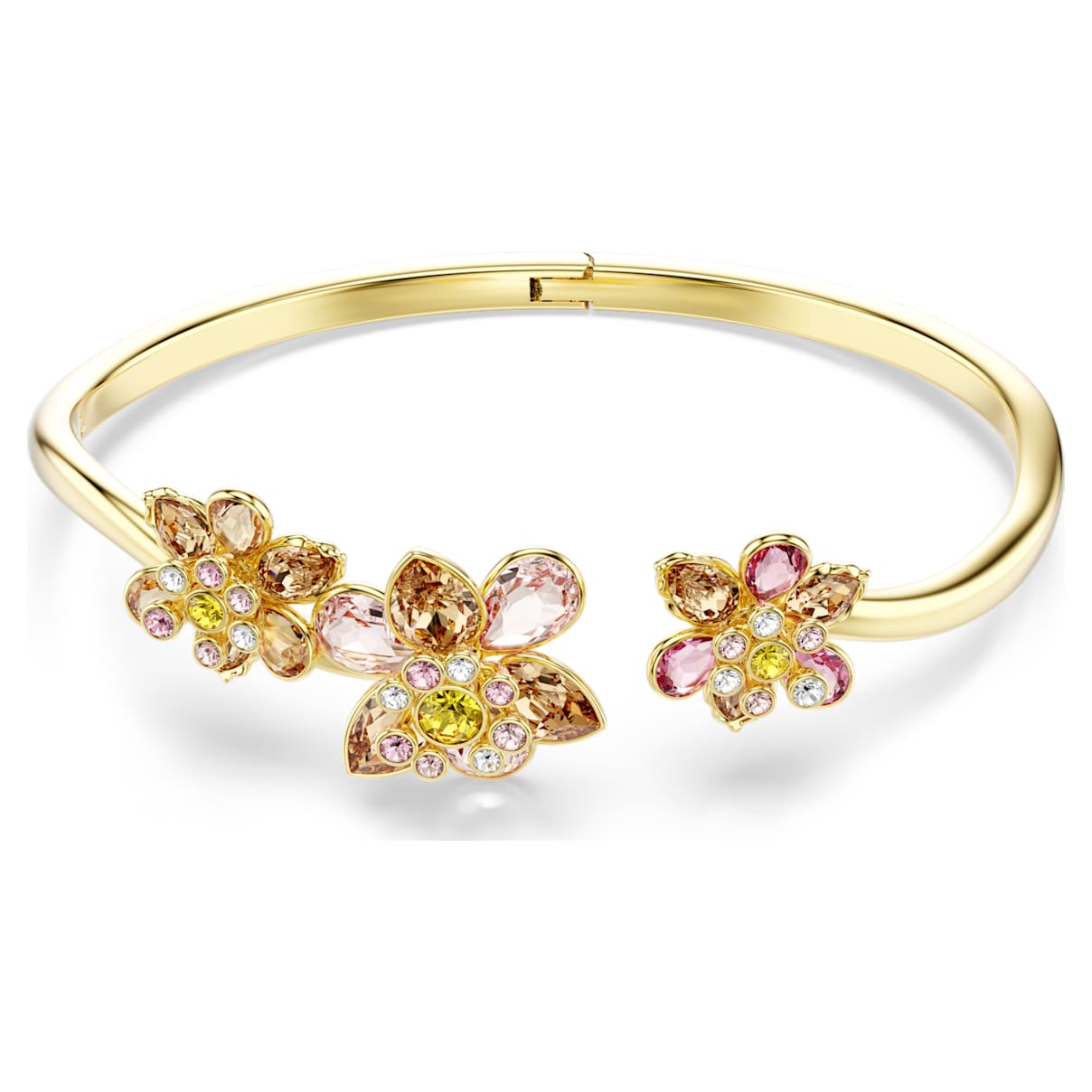 IDYLLIA BANGLE MIXED CUTS FLOWER MULTICOLORED GOLD TONE PLATED