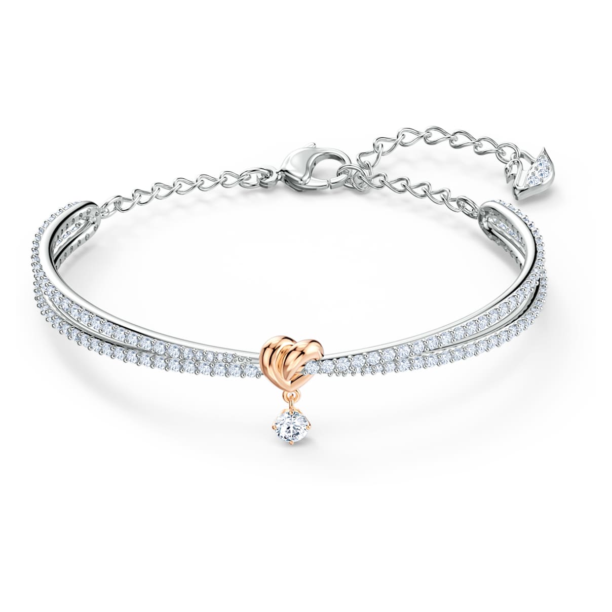 LIFELONG HEART BANGLE HEART WHITE MIXED METAL FINISH