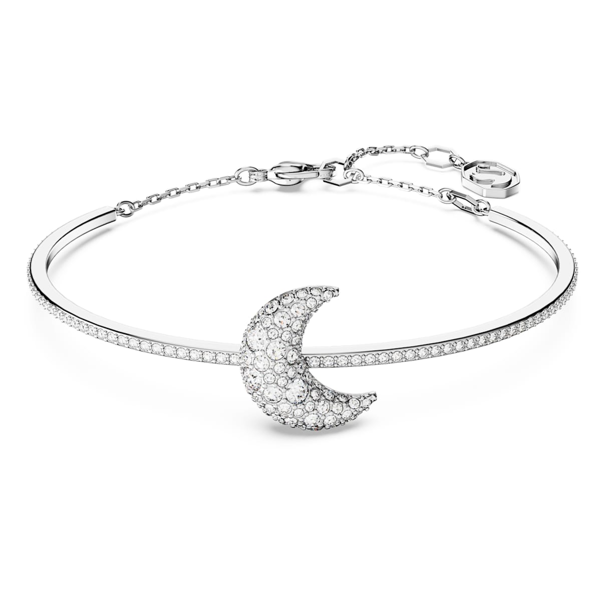 LUNA BANGLE MOON WHITE RHODIUM PLATED