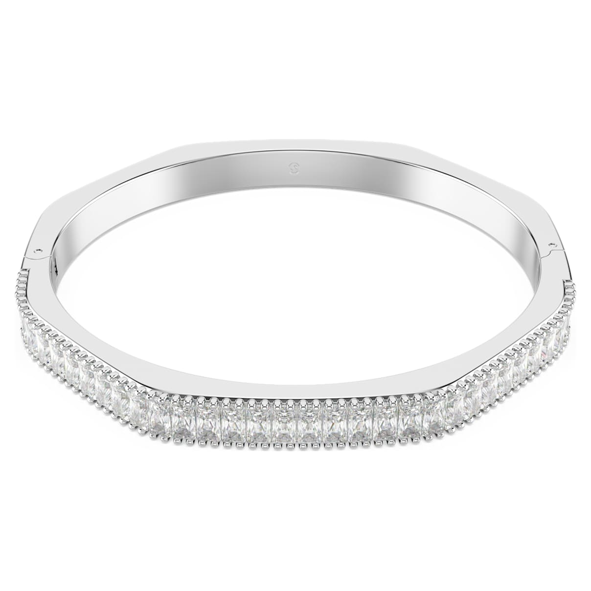 MATRIX BANGLE BAGUETTE CUT OCTAGON SHAPE WHITE RHODIUM PLATED