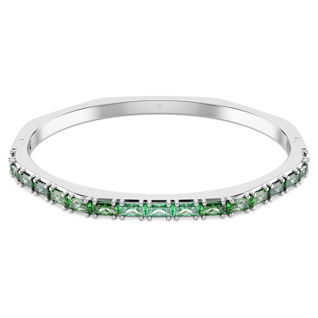MATRIX BANGLE BAGUETTE CUT OCTAGON SHAPE GREEN RHODIUM PLATED