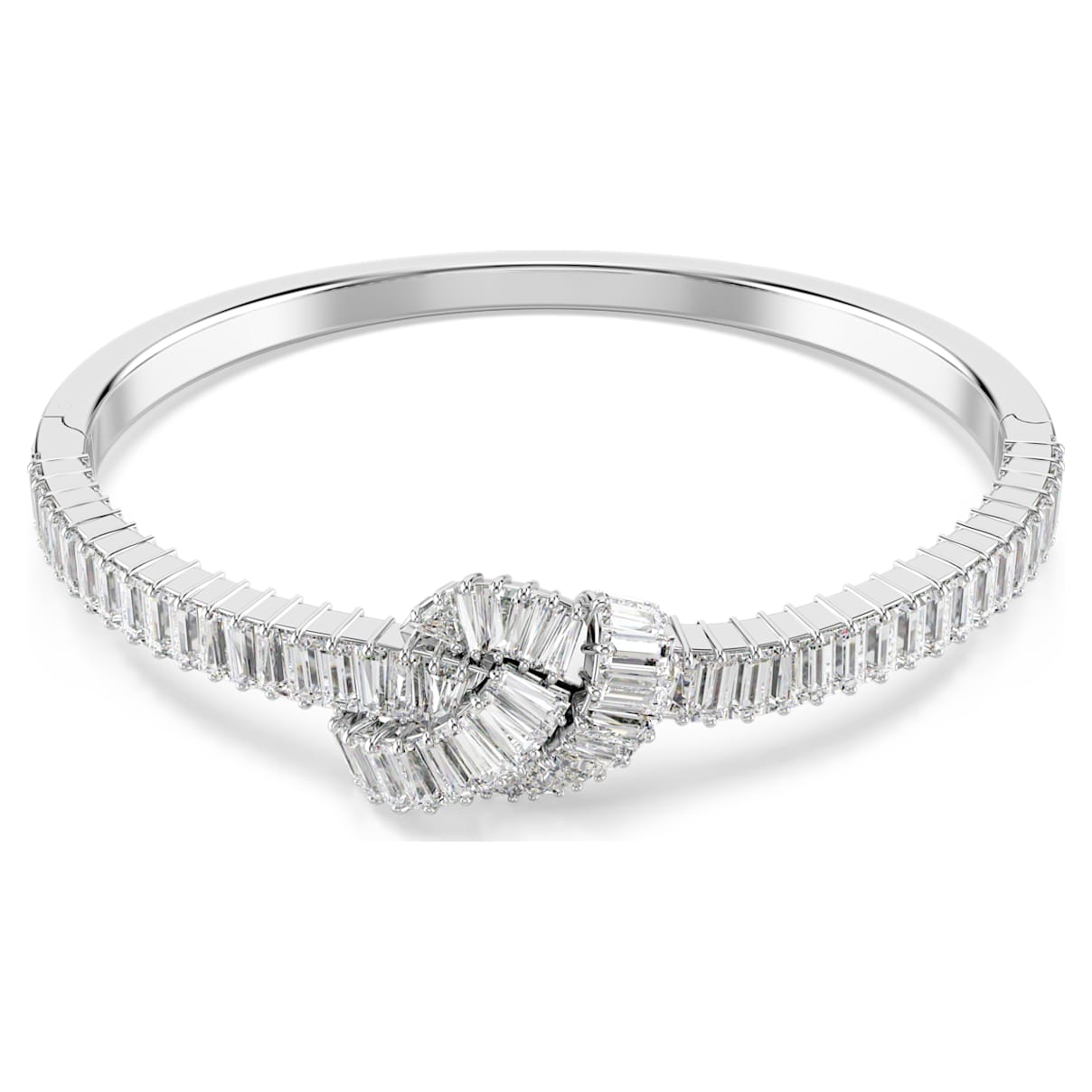 MATRIX BANGLE BAGUETTE CUT KNOT WHITE RHODIUM PLATED