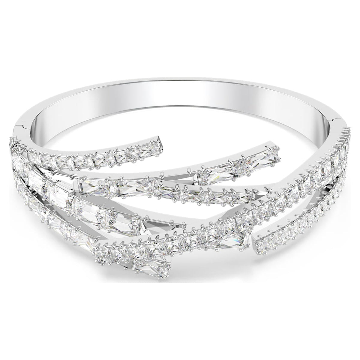 MATRIX BANGLE MIXED CUTS WHITE RHODIUM PLATED