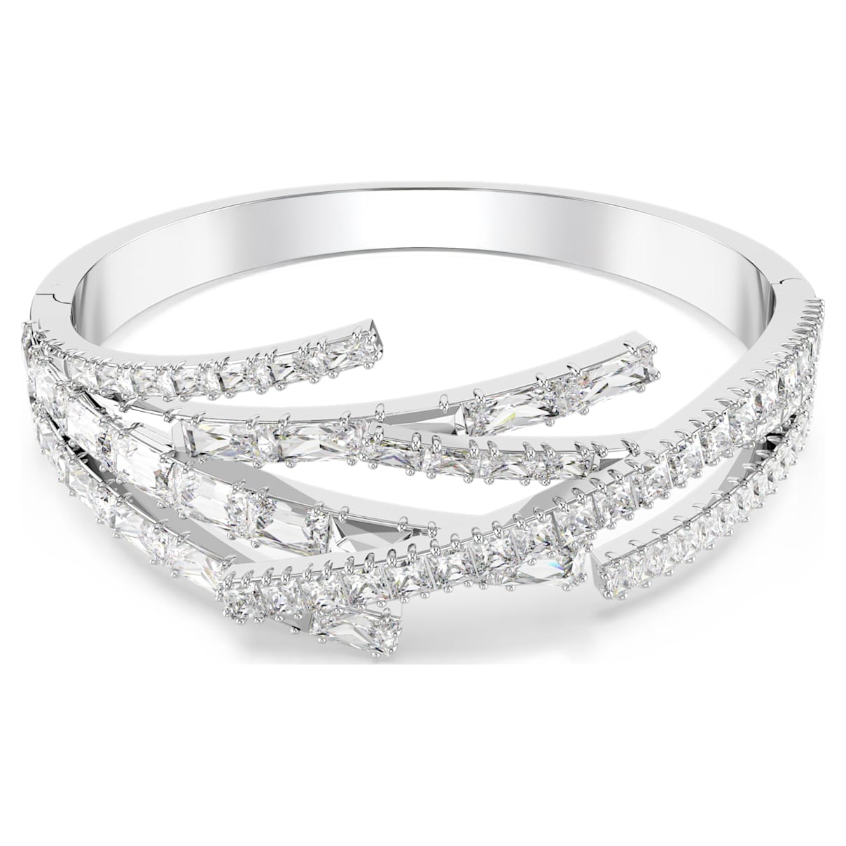 MATRIX BANGLE MIXED CUTS WHITE RHODIUM PLATED
