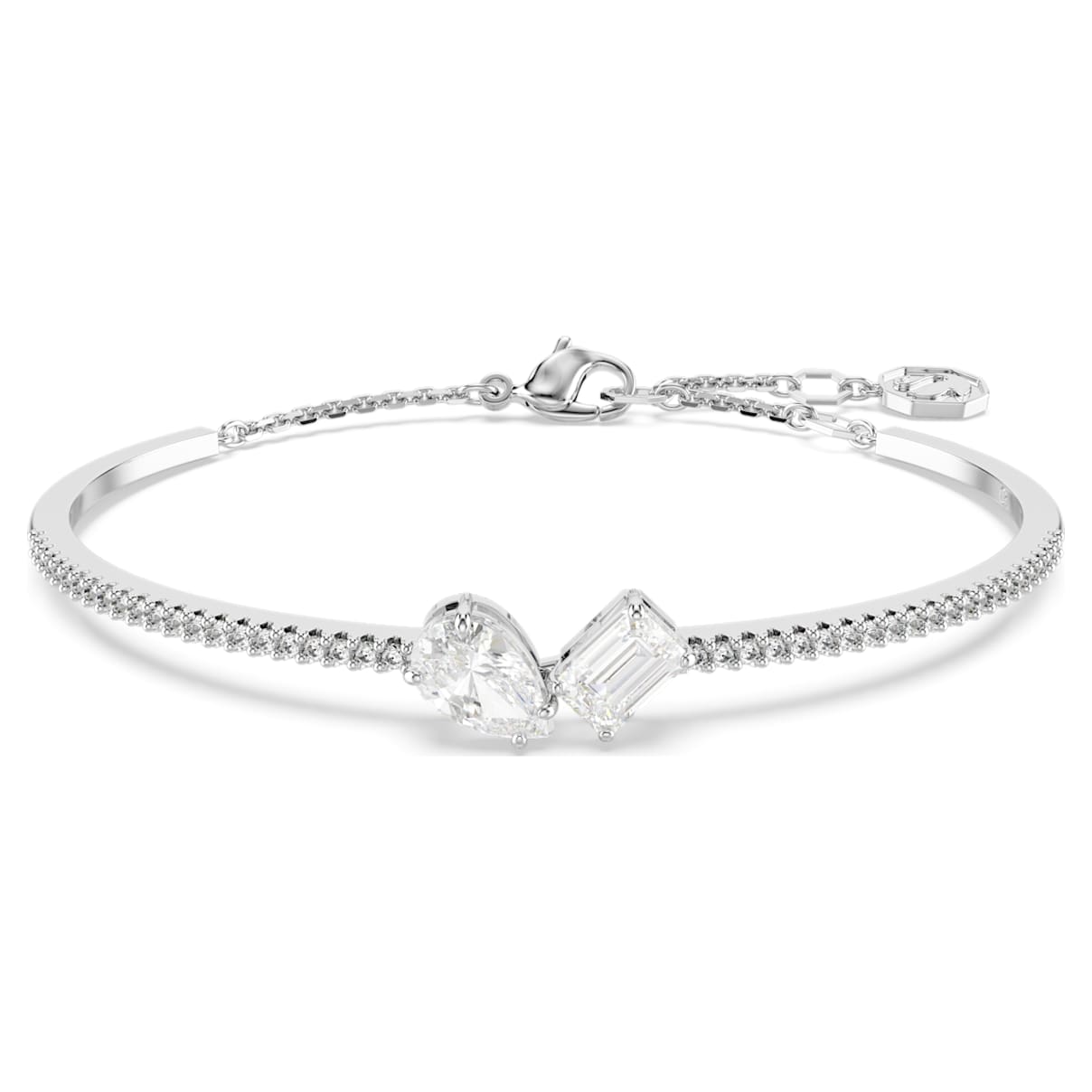 MESMERA BANGLE MIXED CUTS WHITE RHODIUM PLATED