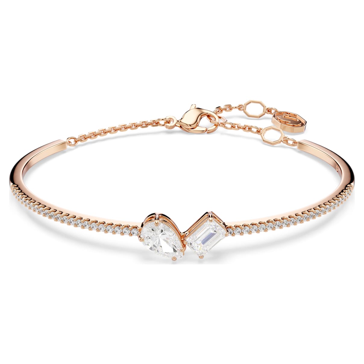 MESMERA BANGLE MIXED CUTS WHITE ROSE GOLD TONE PLATED