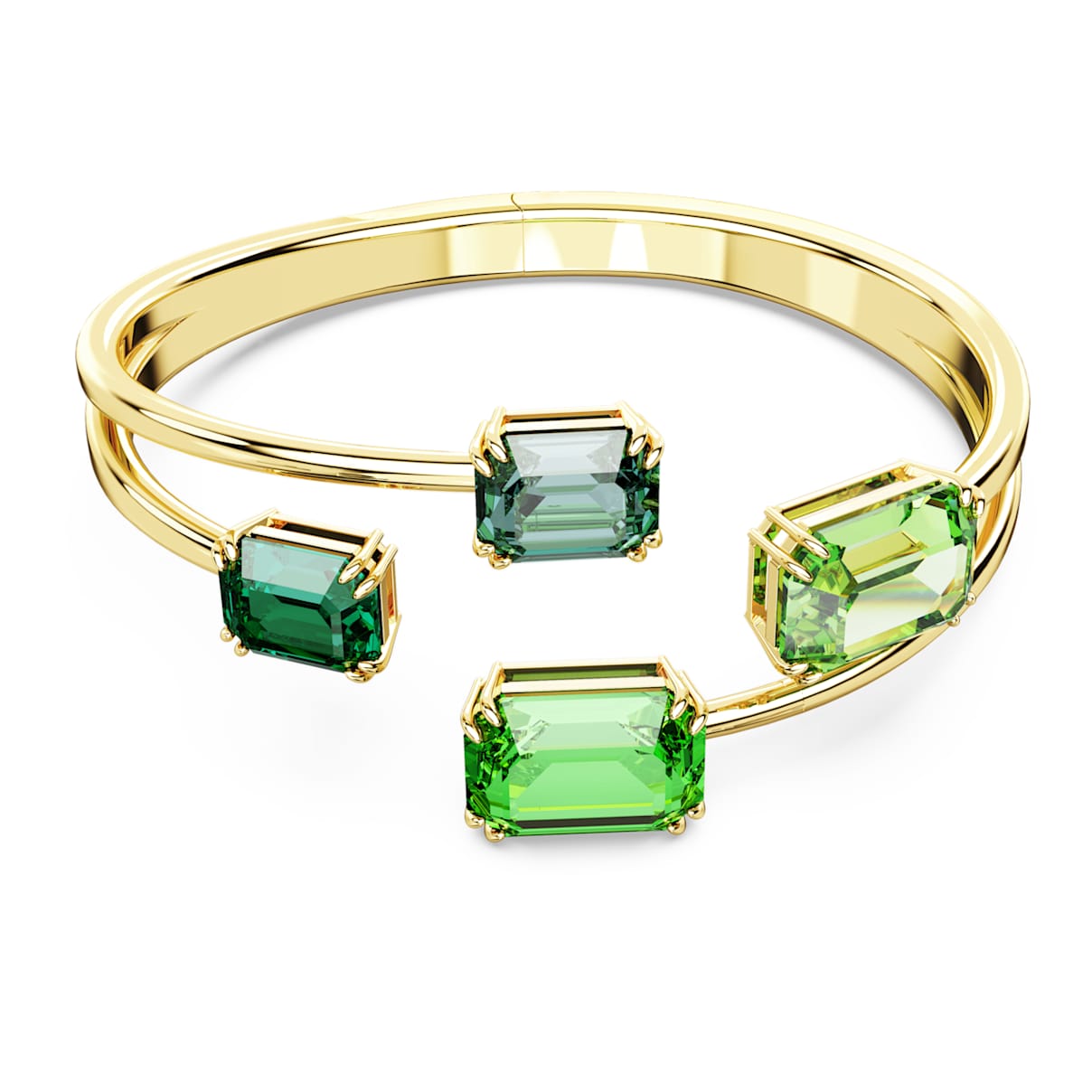 MILLENIA BANGLE OCTAGON CUT GREEN GOLD TONE PLATED