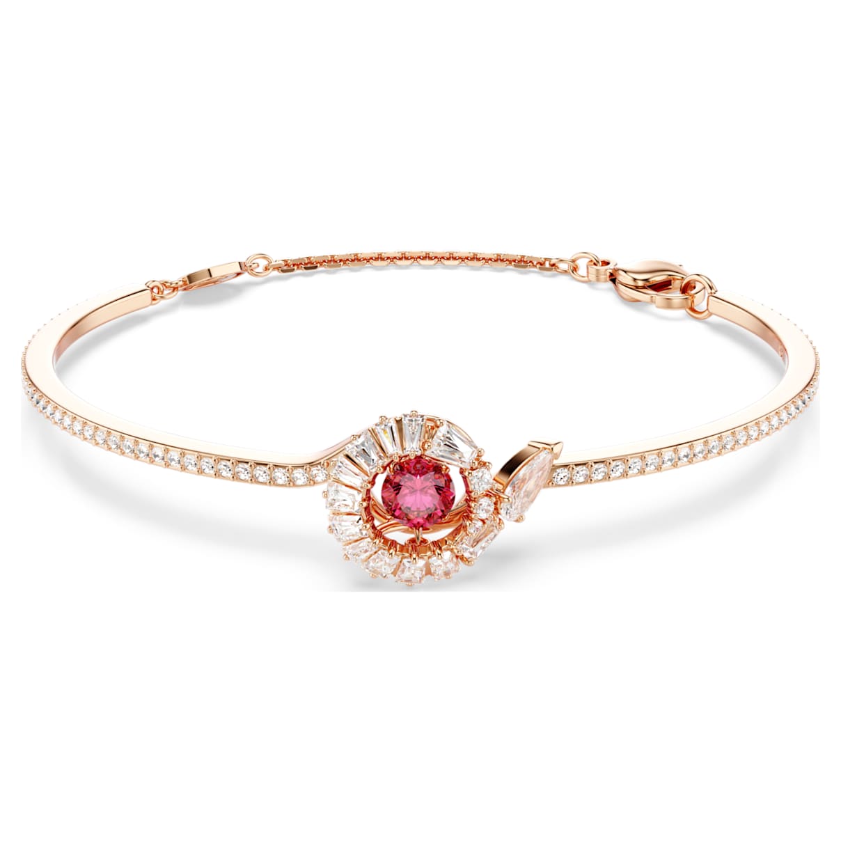 SNAKE BANGLE MIXED CUTS YEAR OF THE SNAKE RED ROSE GOLD TONE PLATED