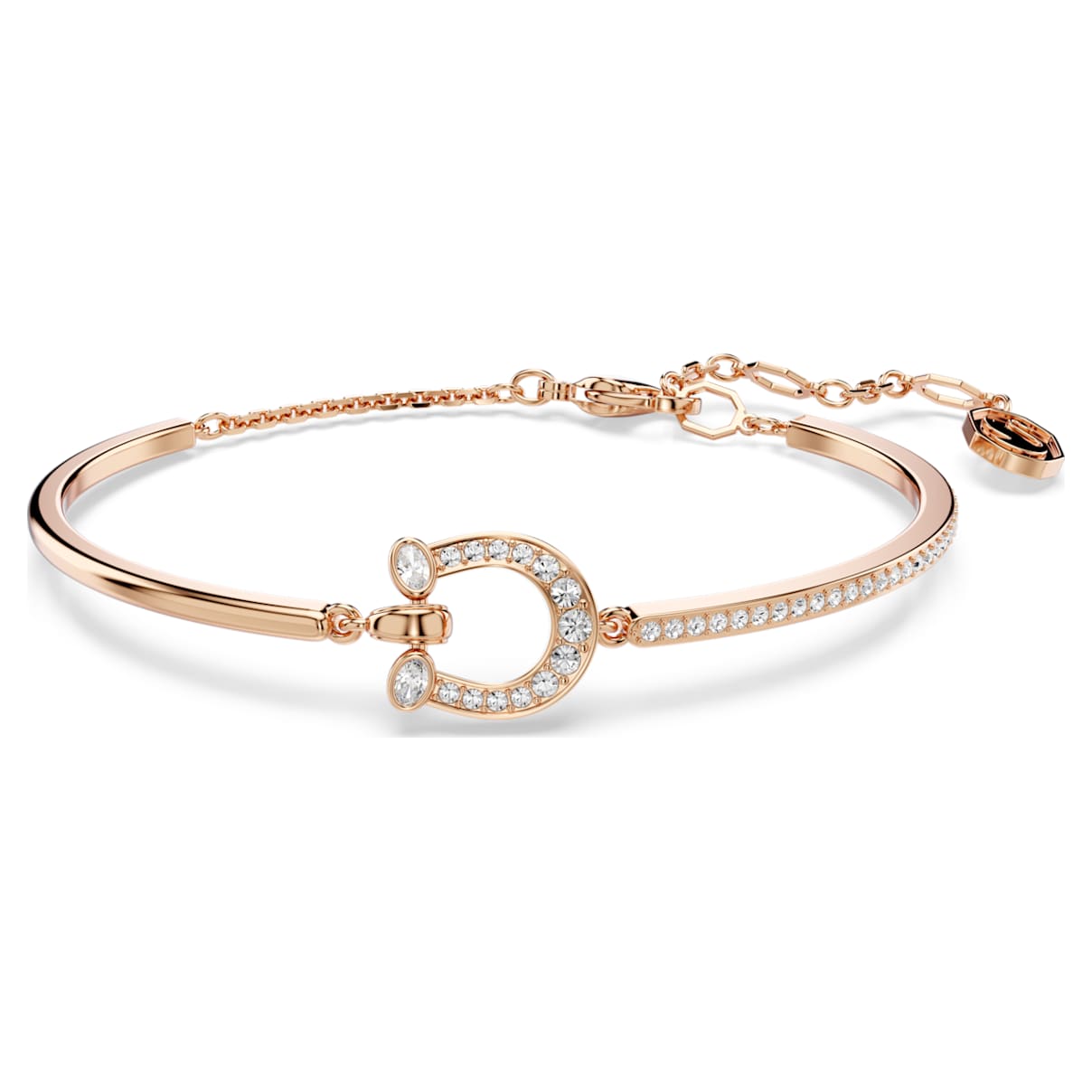 SYMBOLICA BANGLE PAVE HORSE SHOE WHITE ROSE GOLD TONE PLATED